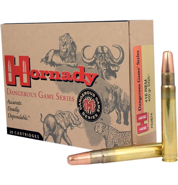 Picture of Hornady Dangerous Game Hunting 416 Rem Mag 400 Gr Dangerous Game Solid (Dgs) 20 Per Box/ 6 Cs 