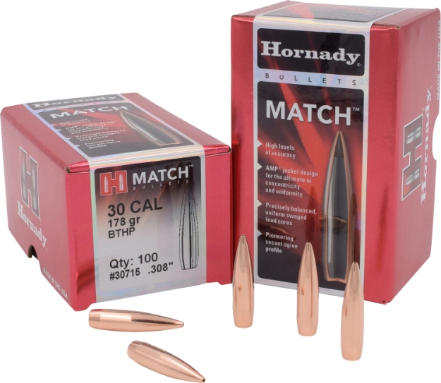 Picture of Hornady Match Target 30 Cal .308 178 Gr Hollow Point Boat-Tail Match (Hpbtm) 