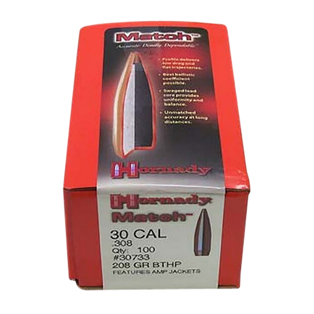 Picture of Hornady Match Target 30 Cal .308 208 Gr Hollow Point Boat-Tail Match (Hpbtm) 