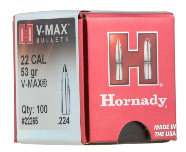 Picture of Hornady V-Max Varmint 22 Cal .224 53 Gr V-Max 