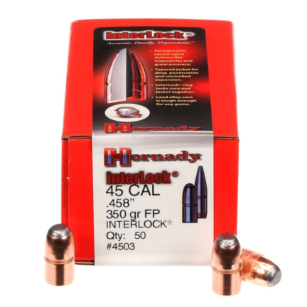 Picture of Hornady Interlock Hunting 45 Cal .458 350 Gr Flat Point (Fp) 