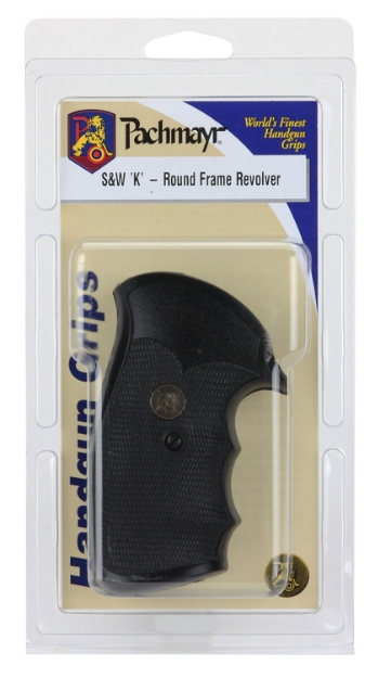 Picture of Pachmayr Gripper Grip Checkered Black Rubber With Finger Grooves For S&W K/L Frame With Round Butt 