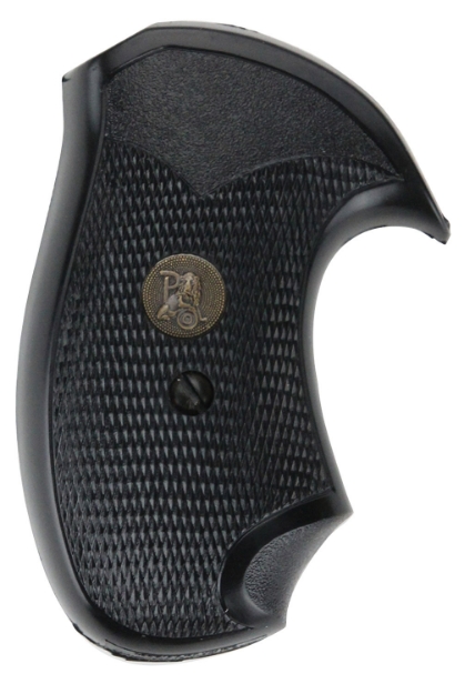 Picture of Pachmayr Compact Grip Checkered Black Rubber With Finger Grooves For S&W J Frame With Round Butt 