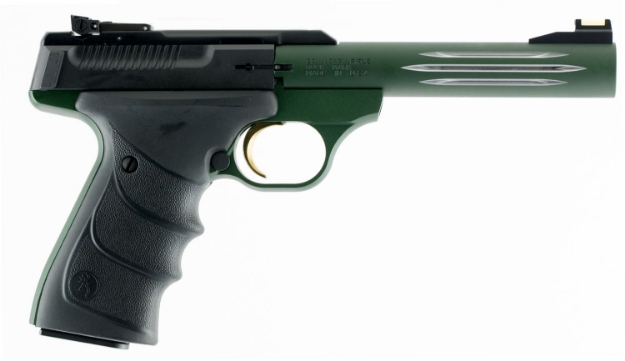 Picture of Browning Buck Mark Lite *Ca Compliant 22 Lr 10+1 5.50" Fluted, Anodized Green Barrel, Matte Black Serrated Steel Slide, Matte Gray Aluminum Frame, Black Ultragrip Rx Grips 