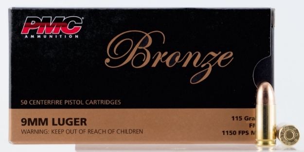 Picture of Pmc Bronze Target 9Mm Luger 115 Gr Full Metal Jacket (Fmj) 50 Per Box/ 20 Cs 