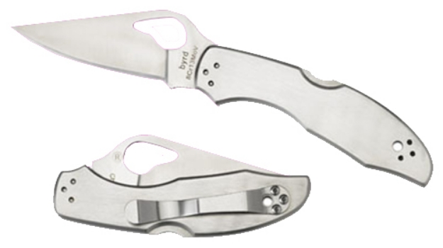 Picture of Spyderco Byrd Meadowlark 2 2.93" Folding Clip Point Plain 8Cr13mov Ss Blade Satin Stainless Steel Handle 