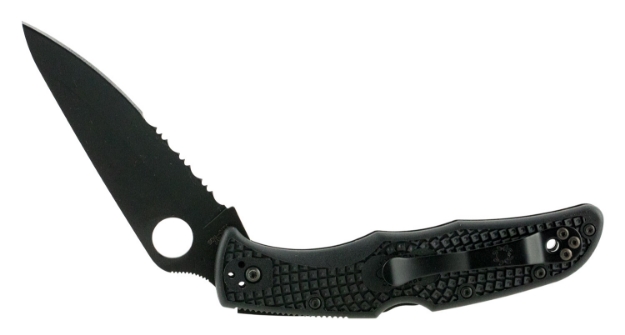 Picture of Spyderco Endura 4 Lightweight 3.75" Folding Clip Point Part Serrated Black Ticn Vg-10 Ss Blade Black Textured Frn Handle Includes Pocket Clip 