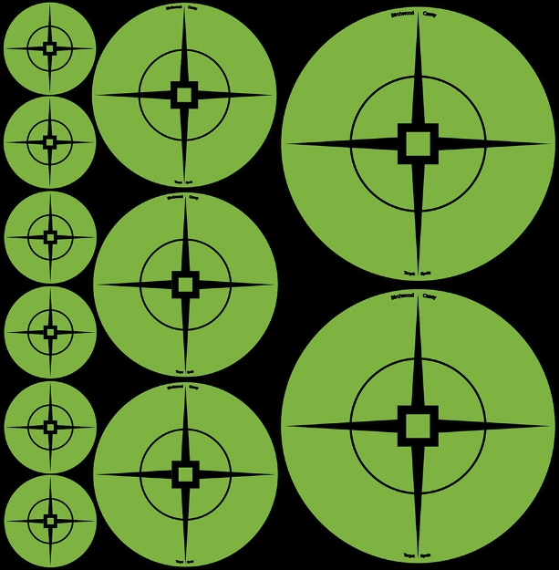 Picture of Birchwood Casey Target Spots Self-Adhesive Paper Black/Green Crosshair 60 Targets 