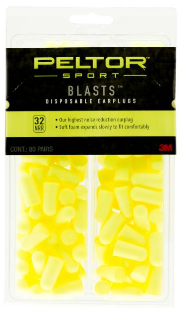 Picture of Peltor Sport Blast Earplugs Foam 32 Db In The Ear Yellow Adult 80 Pair 