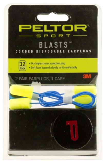 Picture of Peltor Sport Blast Earplugs Foam 32 Db In The Ear Yellow Adult 2 Pair 