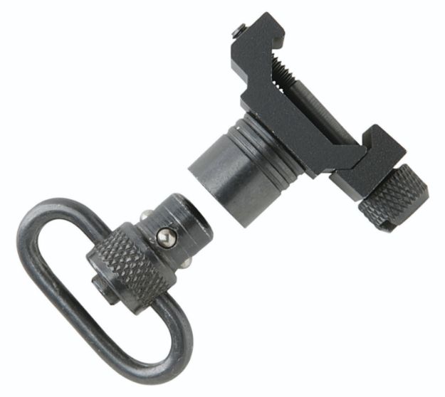 Picture of Uncle Mike's Quick Detach Swivel Set Made Of Steel With Black Finish, 1" Loop Size & Push Button Style For Picatinny & Weaver-Style Rails 