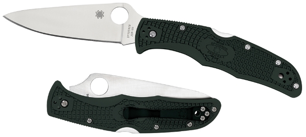 Picture of Spyderco Endura 4 Lightweight 3.75" Folding Clip Point Plain Vg-10 Ss Blade Green Bi-Directional Texturing Frn Handle Includes Pocket Clip 