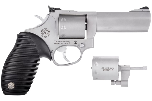 Picture of Taurus 2-992049 Tracker 992 22 Lr Or 22 Wmr Caliber With 4" Barrel, 9Rd Capacity Cylinder, Overall Matte Finish Stainless Steel & Black Ribber Grip Includes Cylinder 