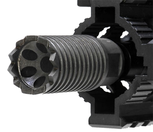 Picture of Troy Ind Claymore Muzzle Brake Black Steel With 5/8"-24 Tpi Threads & 2.25" Oal For 308 Win Ar-Platform 