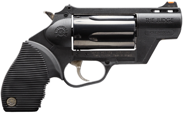 Picture of Taurus Judge Public Defender 45 Colt (Lc) 5Rd 2" Black Stainless Steel Cylinder & Barrel Black Polymer Frame Black Ribber Grip 