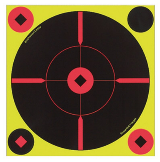 Picture of Birchwood Casey Shoot-N-C Self-Adhesive Paper Air Rifle/Centerfire Rifle/Rimfire Rifle Black/Yellow 8" Bullseye Bmw Includes Pasters 50 Per Pkg 