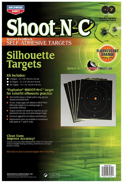 Picture of Birchwood Casey Shoot-N-C Self-Adhesive Paper Universal Multi Color Silhouette Includes Pasters 5 Pack 