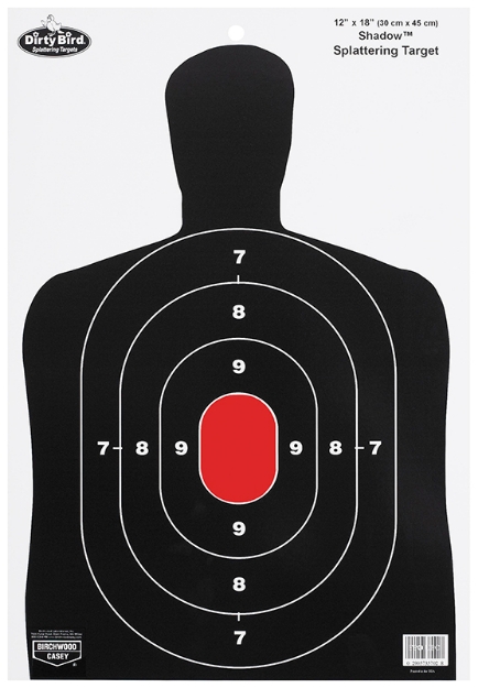 Picture of Birchwood Casey Dirty Bird Bc-27 Silhouette Tagboard Hanging Pistol 12" X 18" Black/White 8 Per Pkg 