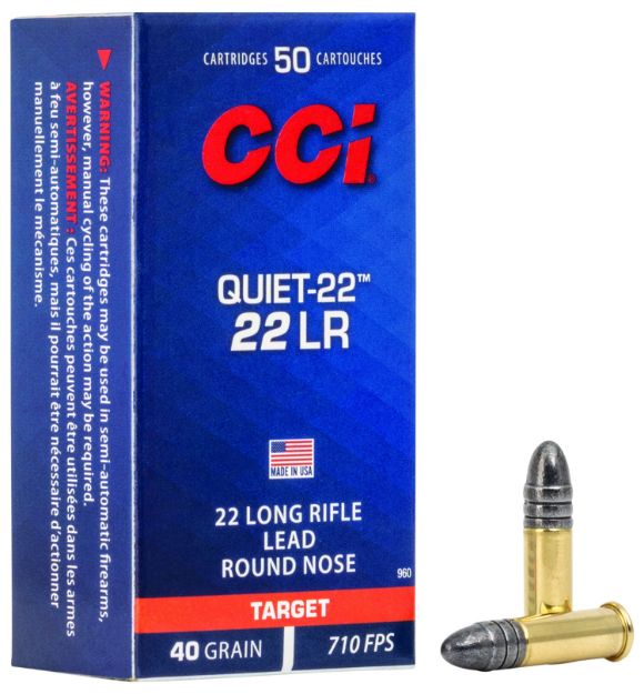 Picture of Cci Quiet-22 Target 22 Lr 40 Gr Lead Round Nose (Lrn) 50 Per Box/ 100 Cs 