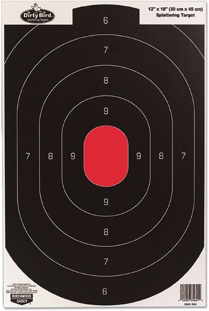 Picture of Birchwood Casey Dirty Bird Silhouette Tagboard Hanging Pistol 12" X 18" Black/White 8 Per Pkg 