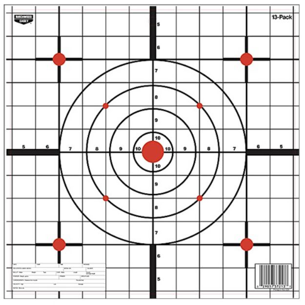 Picture of Birchwood Casey Eze-Scorer Sight-In 12" Bullseye Paper Hanging Black/White 13 Per Pkg 