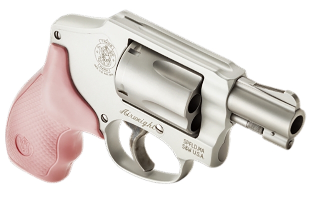 Picture of Smith & Wesson Model 642 Airweight 38 S&W Spl +P Stainless Steel 1.88" Barrel & 5Rd Cylinder, Matte Silver Aluminum Alloy J-Frame, Pink Polymer Grip, Snag-Free Enclosed Hammer, Internal Lock 