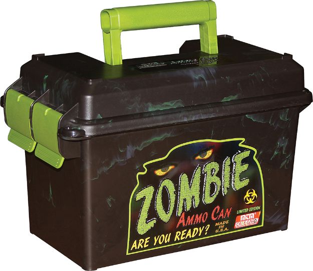 Picture of Mtm Case-Gard Ammo Can 50 Cal Rifle Black W/Zombie Green Accents Polypropylene 