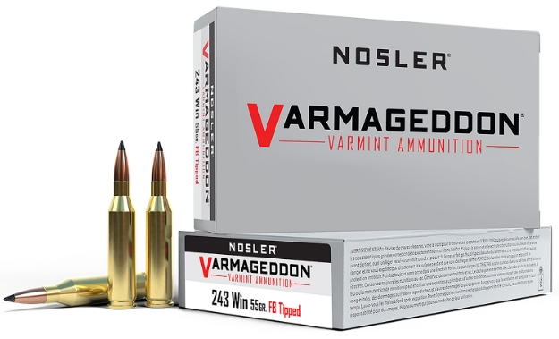 Picture of Nosler Varmageddon Varmint 243 Win 55 Gr Flat Base Tipped (Fbt) 20 Per Box/ 10 Cs 