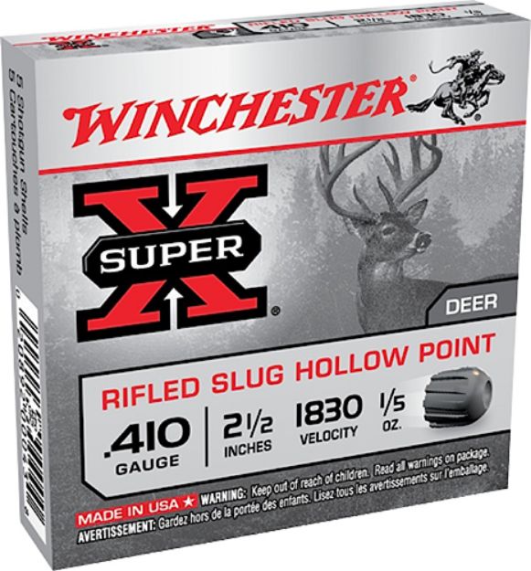 Picture of Winchester Ammo Super X 410 Gauge 2.50" 1/5 Oz 1830 Fps Rifled Slug Shot 15 Bx/10 Cs (Value Pack) 