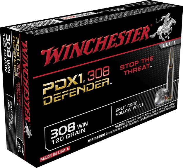 Picture of Winchester Ammo Pdx1 Defender Defense 308 Win 120 Gr Split Core Hollow Point (Schp) 20 Per Box/ 10 Cs 