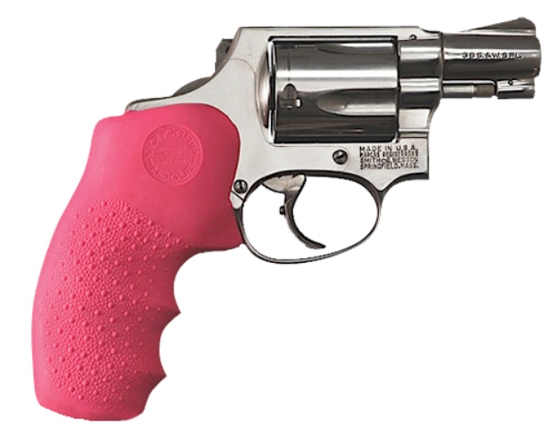 Picture of Hogue Overmolded Monogrip Cobblestone Pink Rubber With Finger Grooves For S&W J Frame With Round Butt 