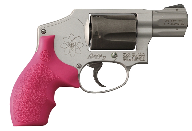 Picture of Hogue Rubber Bantam Cobblestone Pink Rubber With Finger Grooves For S&W J Frame With Round Butt 