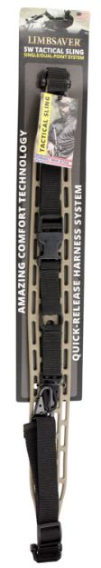 Picture of Limbsaver Tactical Sling Made Of Tan With Black Strap Nylon, 48" Oal, 1" W & Adjustable One-Two Point Design For Rifle/Shotgun 