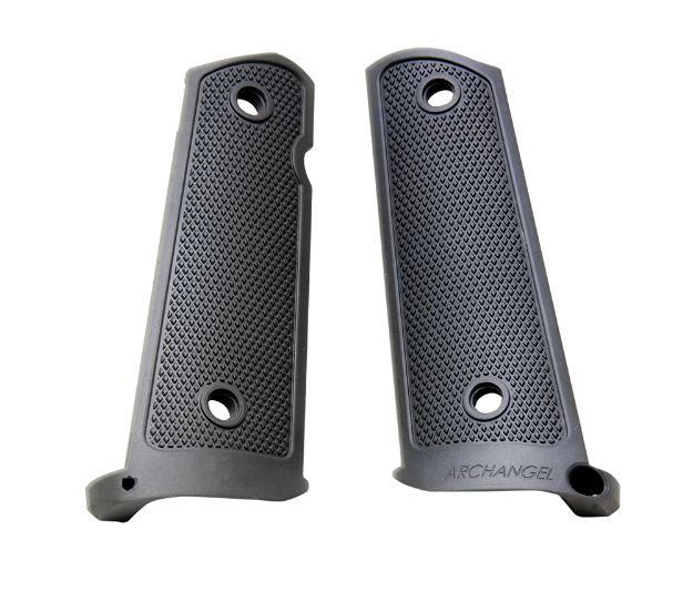 Picture of Archangel Grip Panels Made Of Aluminum With Black Anodized Diamond Checkering Finish For 1911 Government 