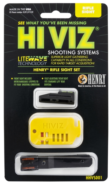 Picture of Hiviz Henry .22 Lr Interchangeable Front Sight Set Black Green, Red, White Litepipes For Henry Lever Action 