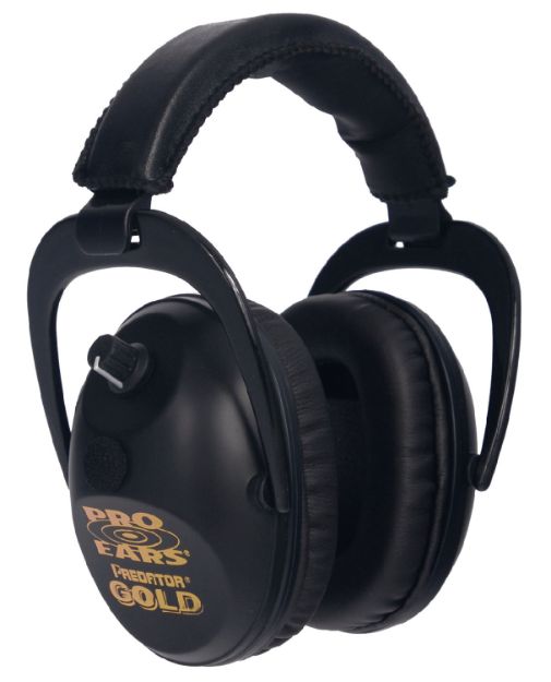 Picture of Pro Ears Predator Gold Electronic Muff 26 Db Over The Head Black/Gold Adult 1 Pair 