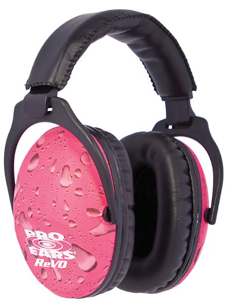 Picture of Pro Ears Revo Passive Muff 26 Db Over The Head Pink Ear Cups With Black Headband & Rain Pattern Youth 1 Pair 