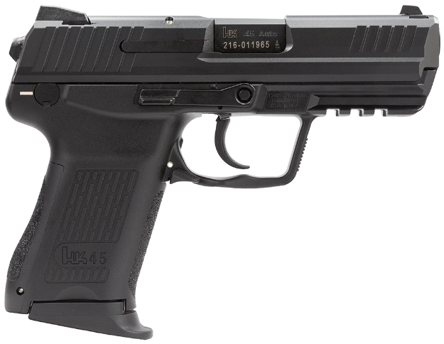 Picture of Hk Hk45 Compact V7 Lem 45 Acp Caliber With 3.94" Barrel, 8+1 Capacity, Overall Black Finish, Picatinny Rail Frame, Serrated Steel Slide & Interchangeable Backstrap Grip Includes 2 Mags 