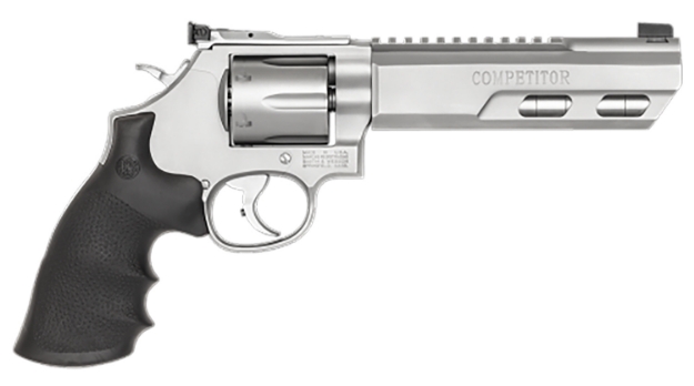 Picture of Smith & Wesson Model 686 Performance Center Competitor 357 Mag Or 38 S&W Spl +P Stainless Steel 6" Weighted Barrel & 6Rd Cylinder , Matte Silver Stainless Steel N-Frame , Hogue Synthetic Grip 