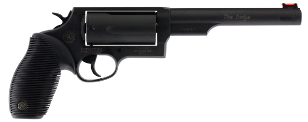 Picture of Taurus 2-441061Mag Judge Magnum 45 Colt (Lc) Caliber Or 2.50/3" 410 Gauge With 6.50" Barrel, 5Rd Capacity Cylinder, Overall Matte Black Oxide Finish Steel & Black Ribber Grip 