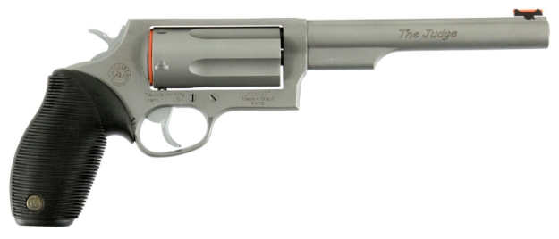 Picture of Taurus 2-441069Mag Judge Magnum 45 Colt (Lc) Caliber Or 2.50/3" 410 Gauge With 6.50" Barrel, 5Rd Capacity Cylinder, Overall Matte Finish Stainless Steel & Black Ribber Grip 