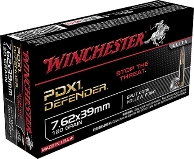 Picture of Winchester Ammo Pdx1 Defender Defense 7.62X39mm 120 Gr Split Core Hollow Point (Schp) 20 Per Box/ 10 Cs 