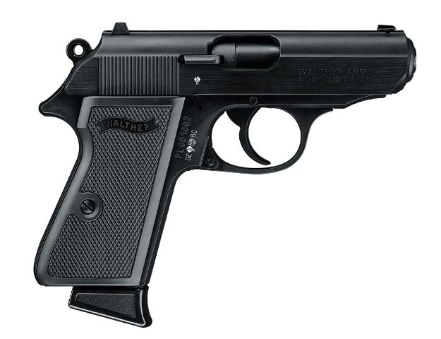 Picture of Walther Arms Ppk/S 22 Lr 10+1 3.30" Steel/Threaded Barrel Matte Black Tenifer Serrated/Steel Slide, Black Zinc Alloy Frame W/Beavertail, Black Checkered Polymer Grips 