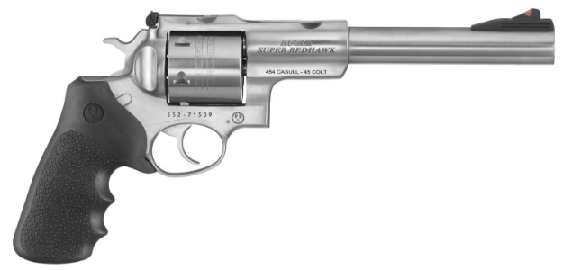 Picture of Ruger Super Redhawk 480 Ruger 7.50" Integrated Base Barrel 6Rd Cylinder, Satin Stainless Steel, Hogue Monogrip, Transfer Bar Safety, Optics Ready 