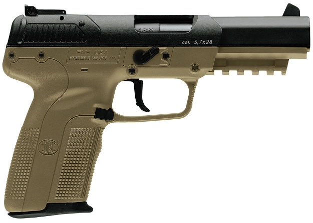 Picture of Fn Five-Seven *Ca Compliant 5.7X28mm 4.80" Barrel 10+1, Flat Dark Earth Polymer Frame With Mounting Rail & Serrated Trigger Guard, Ambidextrous Safety 