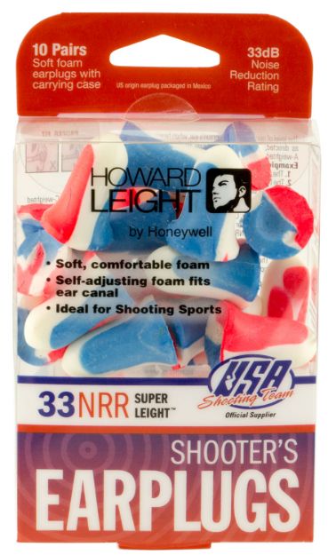 Picture of Howard Leight Usa Shooters Earplugs Foam 33 Db In The Ear Red/White/Blue Adult 10 Pair 