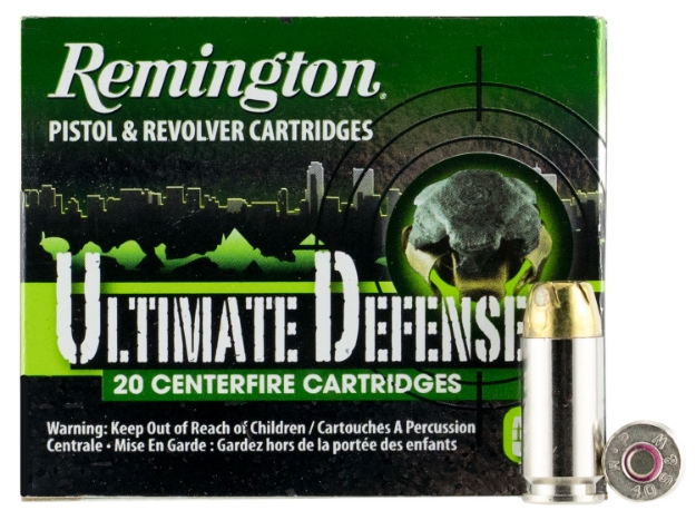 Picture of Remington Ammunition Ultimate Defense Full Size Handgun 40 S&W 180 Gr Brass Jacket Hollow Point (Bjhp) 20 Per Box/ 25 Cs 