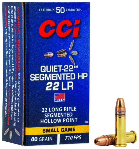 Picture of Cci Quiet-22 Rimfire 22 Lr 40 Gr Segmented Hollow Point 50 Per Box/ 100 Cs 