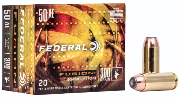 Picture of Federal Fusion Handgun 50 Ae 300 Gr Fusion Soft Point 20 Per Box/ 10 Cs 