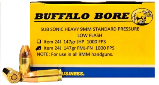 Picture of Buffalo Bore Ammunition Subsonic Strictly Business 9Mm Luger Subsonic 147 Gr Full Metal Jacket Flat Nose (Fmjfn) 20 Per Box/ 12 Cs 